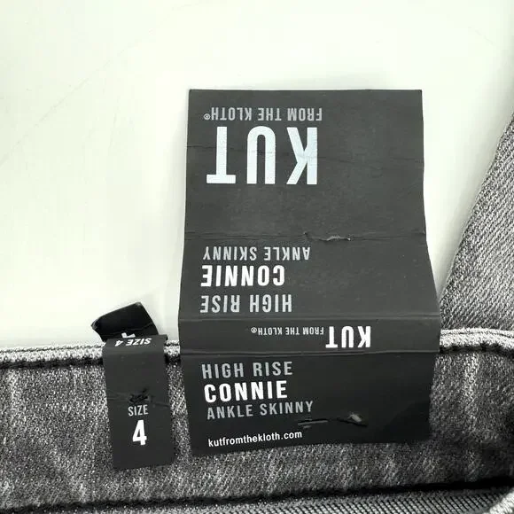 KUT from the Kloth Gray High Rise Connie Ankle Skinny Jeans Size 4 Distressed - Picture 5 of 8